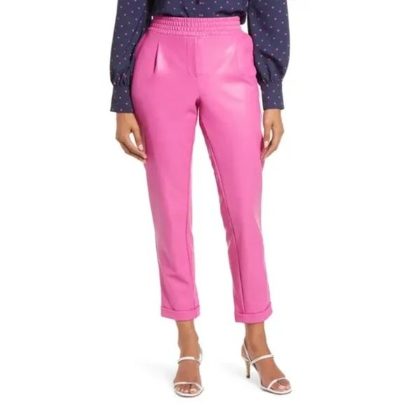 Halogen X Atlantic-Pacific Faux Leather Trousers Pink Cyclamen Size: Medium NWOT - Picture 9 of 9